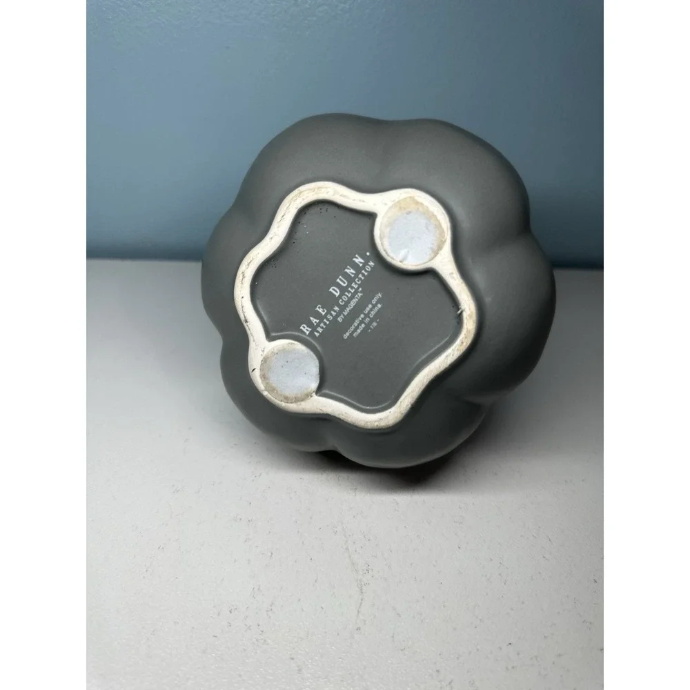 Rae Dunn Halloween MEDIUM Gray Pumpkin 